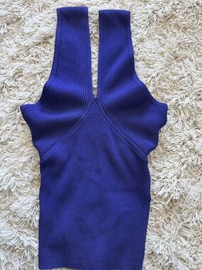 Reiss Ribbed V-Neck Tank Top - Deep Purple